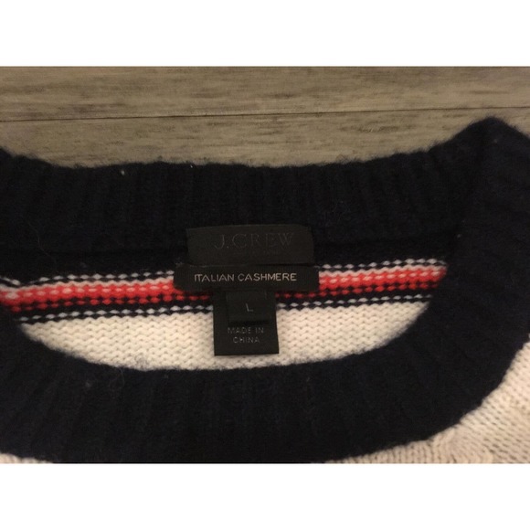 JCrew Shrunken Stripe Cashmere Sweater Large - Picture 3 of 3